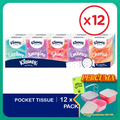 KLEENEX - Hanky Pack Pocket Tissue 3 Ply (9s x 10 Packs) x12 - Travel Tissue Mini Pack with Mighty Quotes