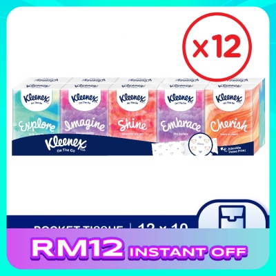 KLEENEX Hanky Pack Pocket Tissue 3 Ply (9s x 10 Packs) x12 - Travel Tissue Mini Pack with Mighty Quotes