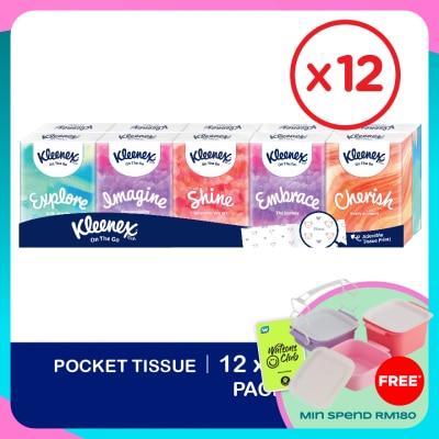 KLEENEX Hanky Pack Pocket Tissue 3 Ply (9s x 10 Packs) x12 - Travel Tissue Mini Pack with Mighty Quotes