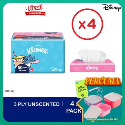 KLEENEX - Facial Tissue Travel Pack Limited Edition - 3PLY (50's x 4) x4 packs
