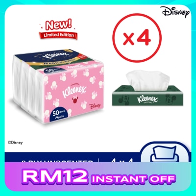 KLEENEX Facial Tissue Travel Pack Limited Edition - 3PLY (50's x 4) x4 packs