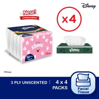 KLEENEX Facial Tissue Travel Pack Limited Edition - 3PLY (50's x 4) x4 packs