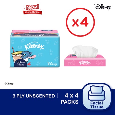 KLEENEX - Facial Tissue Travel Pack Limited Edition - 3PLY (50's x 4) x4 packs
