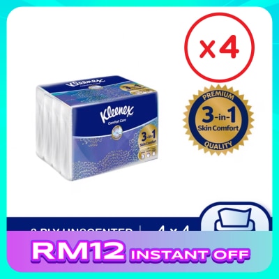 KLEENEX Facial Tissue Comfort Care Softpack 3ply (50's x 4) x4 packs
