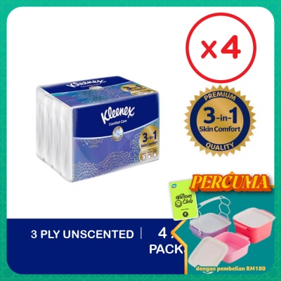 KLEENEX - Facial Tissue Comfort Care Softpack 3ply (50's x 4) x4 packs