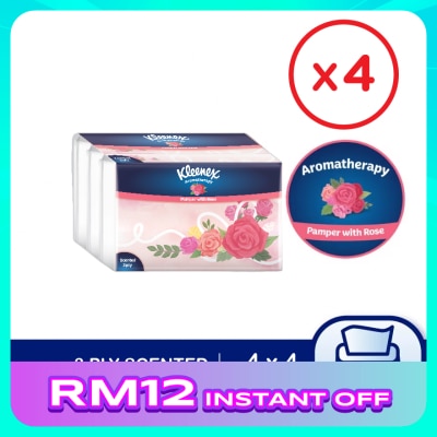 KLEENEX Facial Tissue Soft Pack Rose - 3ply (44's x 4) x4 packs