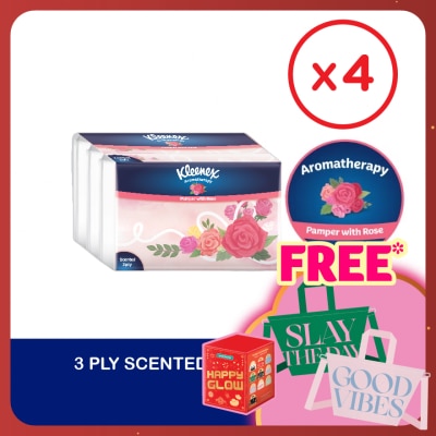 KLEENEX Facial Tissue Soft Pack Rose - 3ply (44's x 4) x4 packs