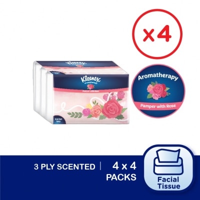 KLEENEX Facial Tissue Soft Pack Rose - 3ply (44's x 4) x4 packs