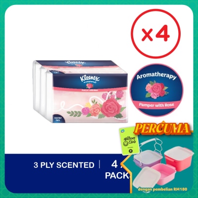 KLEENEX - Facial Tissue Soft Pack Rose - 3ply (44's x 4) x4 packs