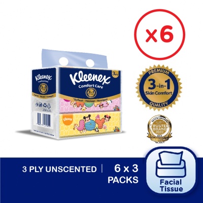 KLEENEX - Facial Tissue Soft Box Disney Tsum Tsum 3PLY (100's x 3) x6 packs