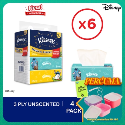 KLEENEX - Facial Tissue Soft Box Limited Edition 3PLY (100's x 4) x6 packs
