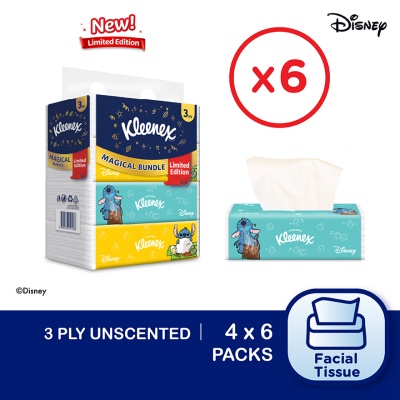 KLEENEX - Facial Tissue Soft Box Limited Edition 3PLY (100's x 4) x6 packs