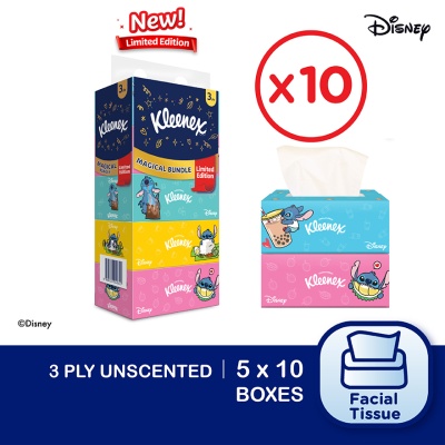 KLEENEX - Facial Tissue Limited Edition Box 3PLY (90's x 5 Boxes) x10 packs