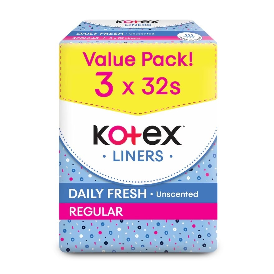 Regular Unscented Pantyliner 15cm (32sx3 Packs) x12 - Breathable, Comfortable & Rapid Absorption