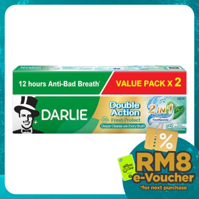 DARLIE Double Action Toothpaste Fresh Proctect 2 in 1 Advance Mouthwash + Toothpaste
