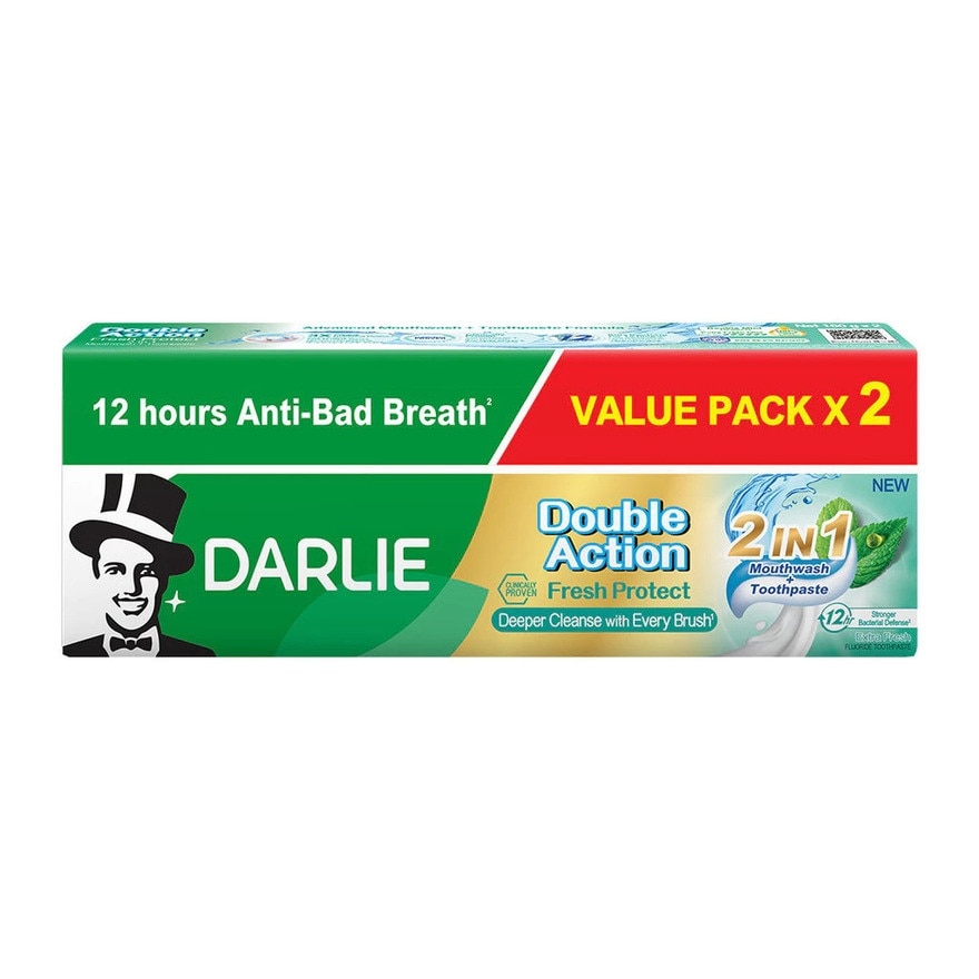 Double Action Toothpaste Fresh Proctect 2 in 1 Advance Mouthwash + Toothpaste