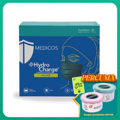 MEDICOS 4ply Hydrocharge Hijab Coral Green 50's