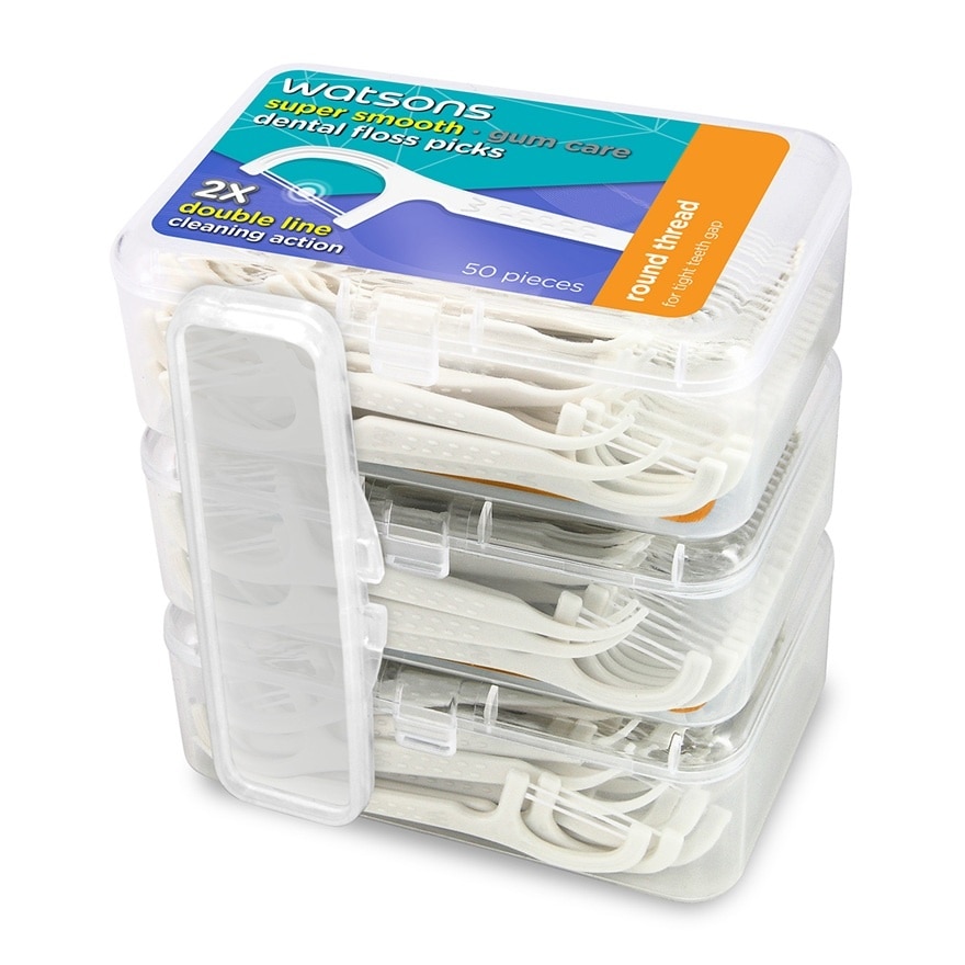 Super Smooth Double Line Dental Floss Picks 50's x 3BOX