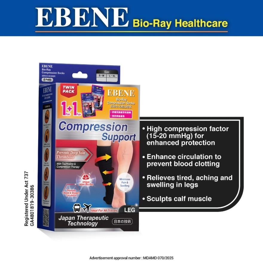 Bio-Ray Compression Socks S/M 2s