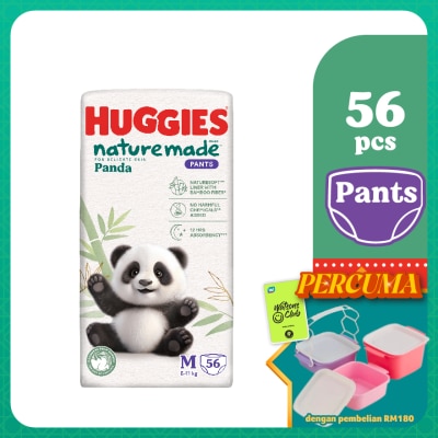 HUGGIES - Naturemade Panda Pants Diapers M 56s - Super Premium Baby Diaper with Bamboo Fiber