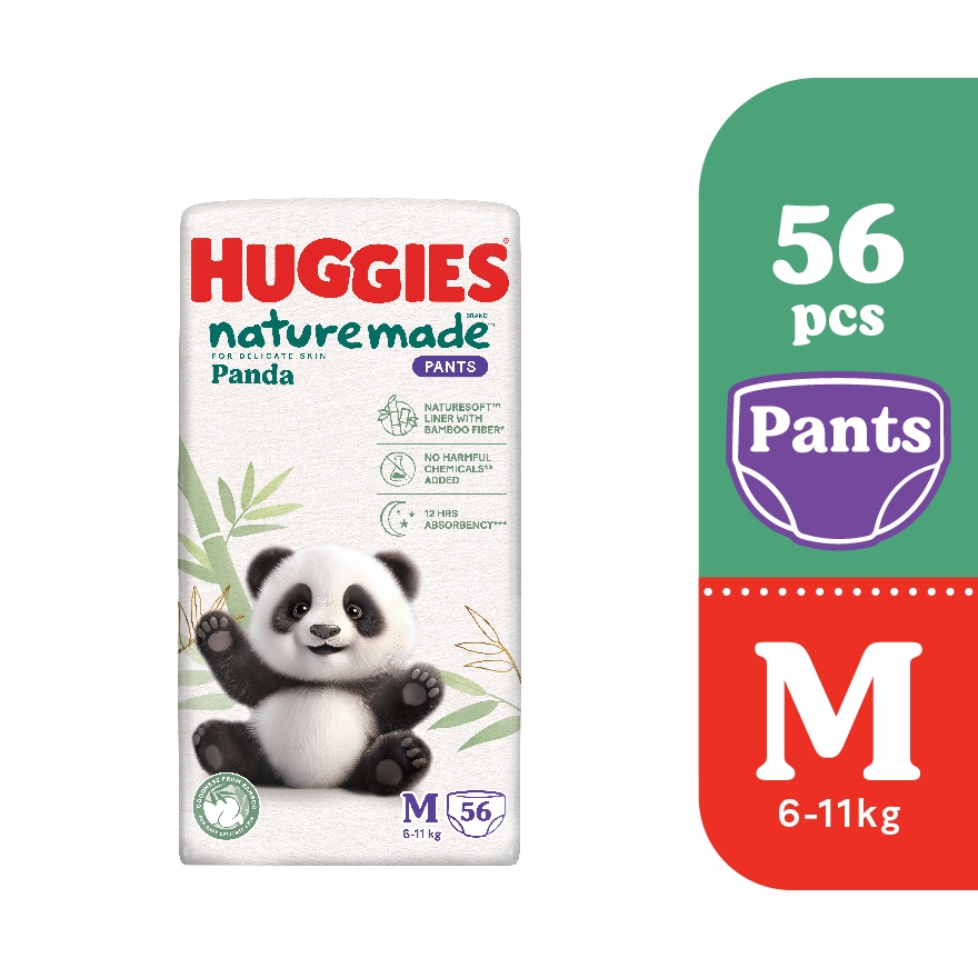 Naturemade Panda Pants Diapers M 56s - Super Premium Baby Diaper with Bamboo Fiber image