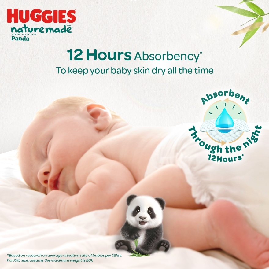 Naturemade Panda Pants Diapers M 56s (3 packs) - Super Premium Baby Diaper with Bamboo Fiber