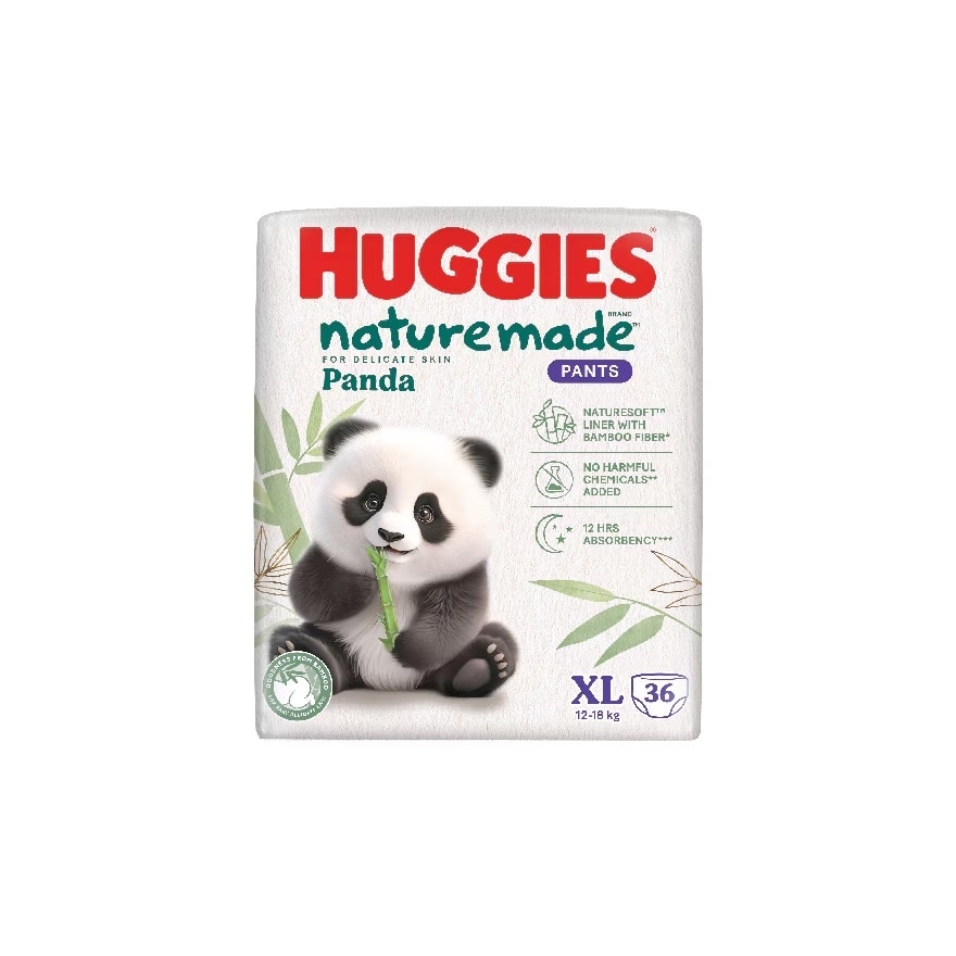 Naturemade Panda Pants Diapers XL 36s - Super Premium Baby Diaper with Bamboo Fiber