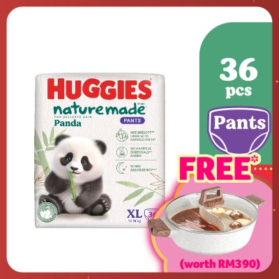 HUGGIES Naturemade Panda Pants Diapers XL 36s - Super Premium Baby Diaper with Bamboo Fiber