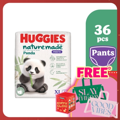 HUGGIES Naturemade Panda Pants Diapers XL 36s - Super Premium Baby Diaper with Bamboo Fiber