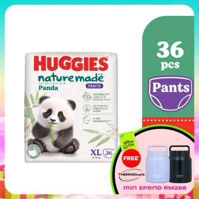 HUGGIES - Naturemade Panda Pants Diapers XL 36s - Super Premium Baby Diaper with Bamboo Fiber
