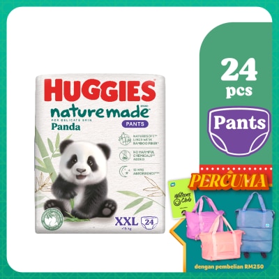 HUGGIES Naturemade Panda Pants Diapers XXL 24s - Super Premium Baby Diaper with Bamboo Fiber