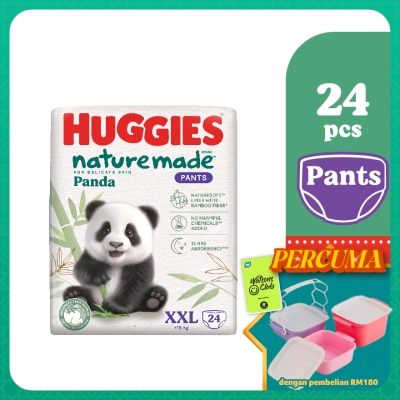 HUGGIES - Naturemade Panda Pants Diapers XXL 24s - Super Premium Baby Diaper with Bamboo Fiber