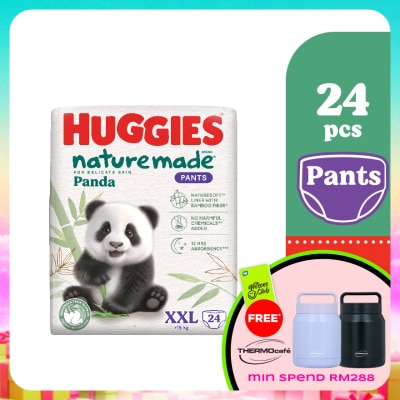 HUGGIES - Naturemade Panda Pants Diapers XXL 24s - Super Premium Baby Diaper with Bamboo Fiber