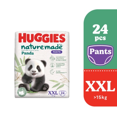 HUGGIES Naturemade Panda Pants Diapers XXL 24s - Super Premium Baby Diaper with Bamboo Fiber