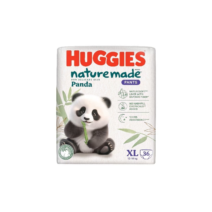 Naturemade Panda Pants Diapers XL 36s 3 packs - Super Premium Baby Diaper with Bamboo Fiber