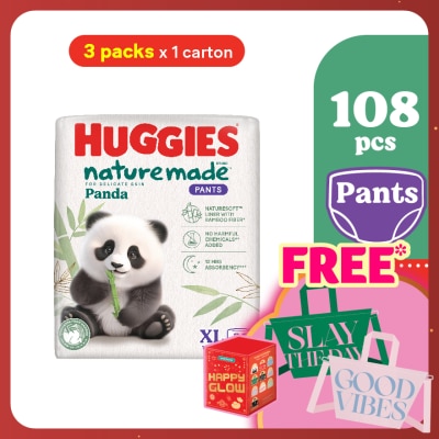 HUGGIES Naturemade Panda Pants Diapers XL 36s 3 packs - Super Premium Baby Diaper with Bamboo Fiber