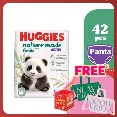 HUGGIES Naturemade Panda Pants Diapers L 42s - Super Premium Baby Diaper with Bamboo Fiber
