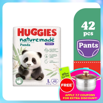 HUGGIES - Naturemade Panda Pants Diapers L 42s - Super Premium Baby Diaper with Bamboo Fiber