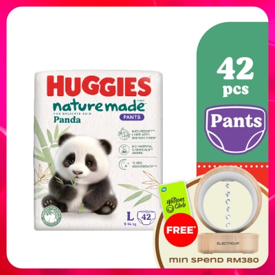 HUGGIES - Naturemade Panda Pants Diapers L 42s - Super Premium Baby Diaper with Bamboo Fiber