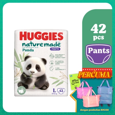 HUGGIES Naturemade Panda Pants Diapers L 42s - Super Premium Baby Diaper with Bamboo Fiber