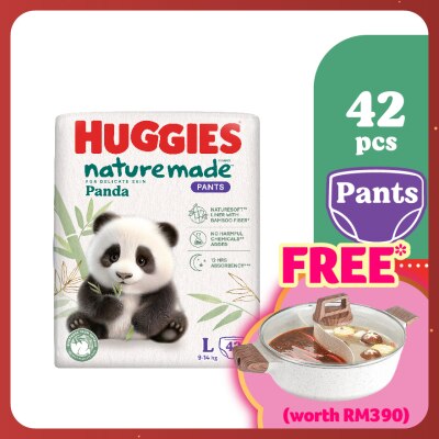 HUGGIES Naturemade Panda Pants Diapers L 42s - Super Premium Baby Diaper with Bamboo Fiber
