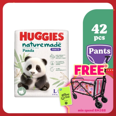HUGGIES Naturemade Panda Pants Diapers L 42s - Super Premium Baby Diaper with Bamboo Fiber