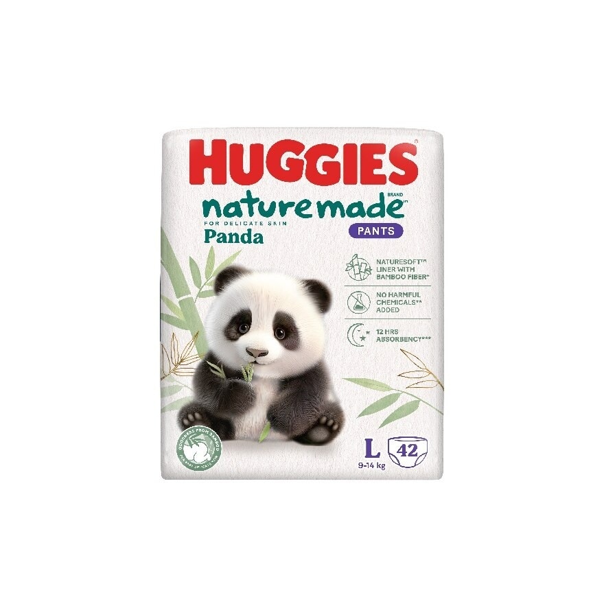 Naturemade Panda Pants Diapers L 42s (3 packs) - Super Premium Baby Diaper with Bamboo Fiber