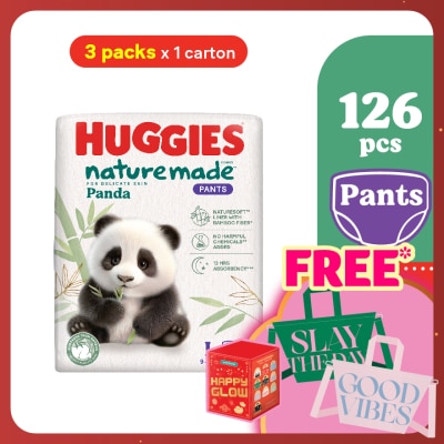 HUGGIES Naturemade Panda Pants Diapers L 42s (3 packs) - Super Premium Baby Diaper with Bamboo Fiber