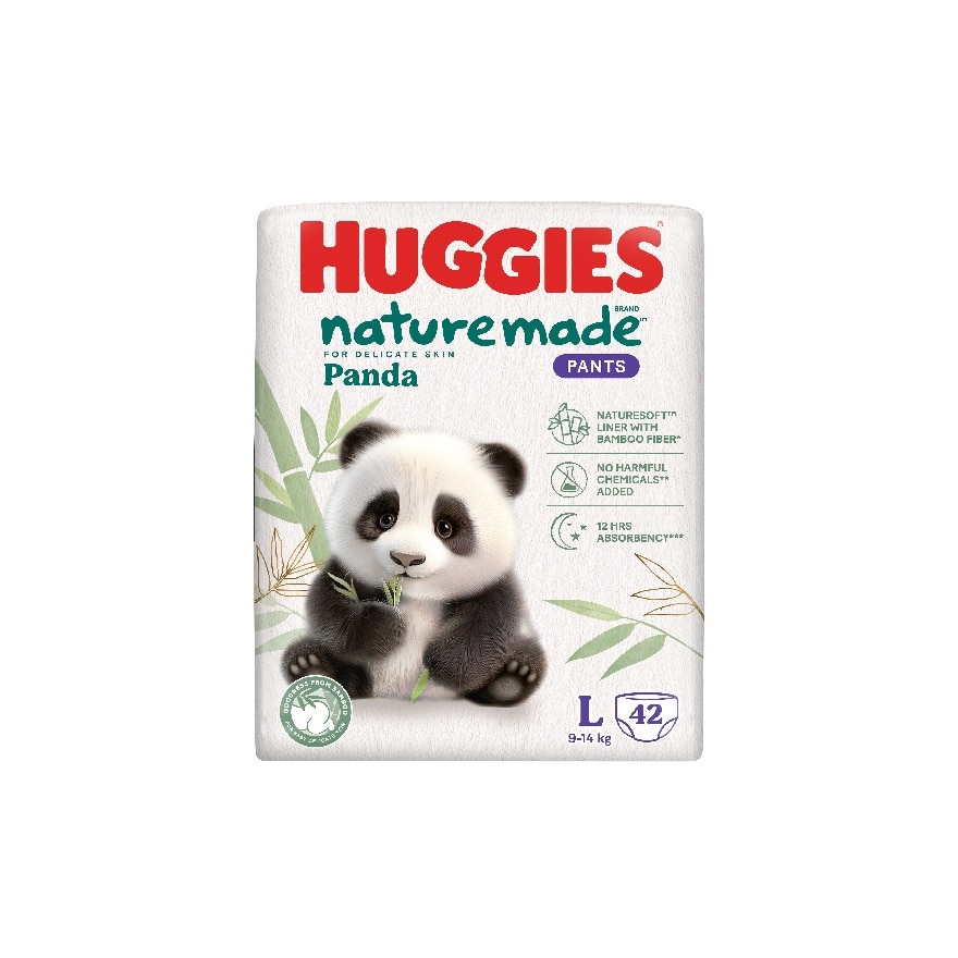 Naturemade Panda Pants Diapers L 42s 3 packs - Super Premium Baby Diaper with Bamboo Fiber