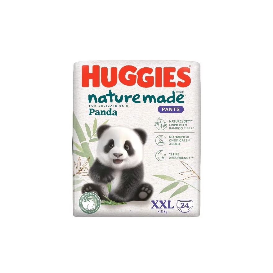 Naturemade Panda Pants Diapers XXL 24s 3 packs - Super Premium Baby Diaper with Bamboo Fiber