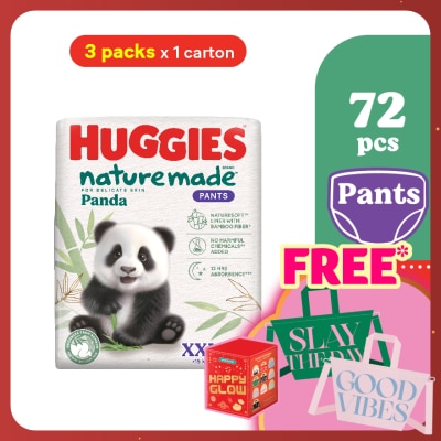 HUGGIES Naturemade Panda Pants Diapers XXL 24s 3 packs - Super Premium Baby Diaper with Bamboo Fiber