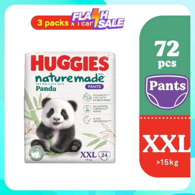 HUGGIES Naturemade Panda Pants Diapers XXL 24s (3 packs) Super Premium Baby Diaper with Bamboo Fiber image
