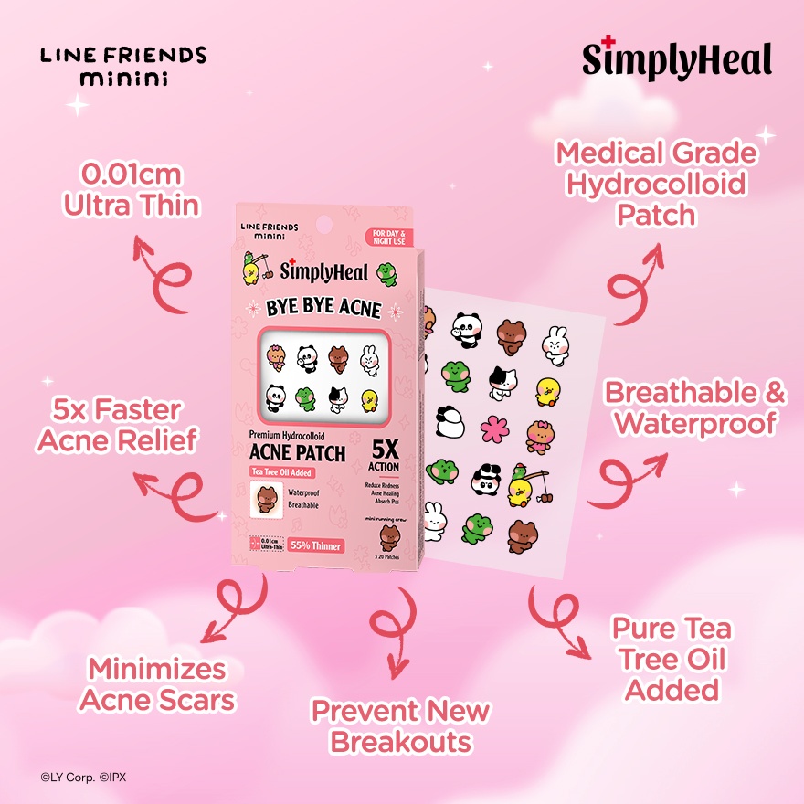 LINE FRIENDS minini Mini Running Crew Day & Night Premium Hydrocolloid Acne Patch 20s image