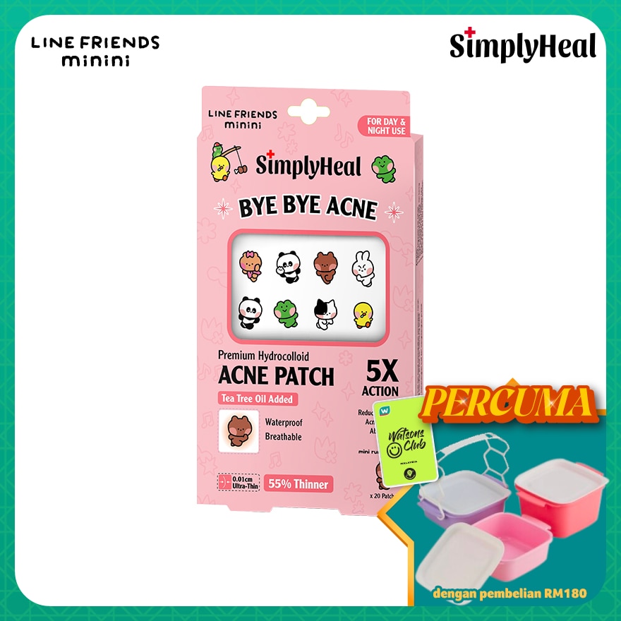 LINE FRIENDS minini Mini Running Crew Day & Night Premium Hydrocolloid Acne Patch 20s